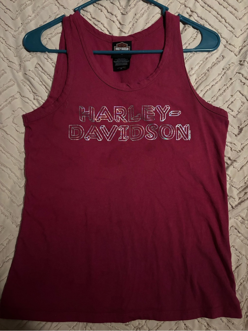 Harley-Davidson Women's Tank Top in Wine Red with Silver Logo